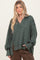 Olive Long Sleeve Reverse Stitch Collared Top