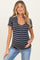 Navy Stripe Short Sleeve Round Neck Maternity Top