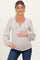 Beige Solid Ribbed Long Sleeve V-Neck Maternity Tunic Top