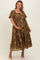 Taupe Floral Print Ruffle Hem Maternity Plus Midi Dress