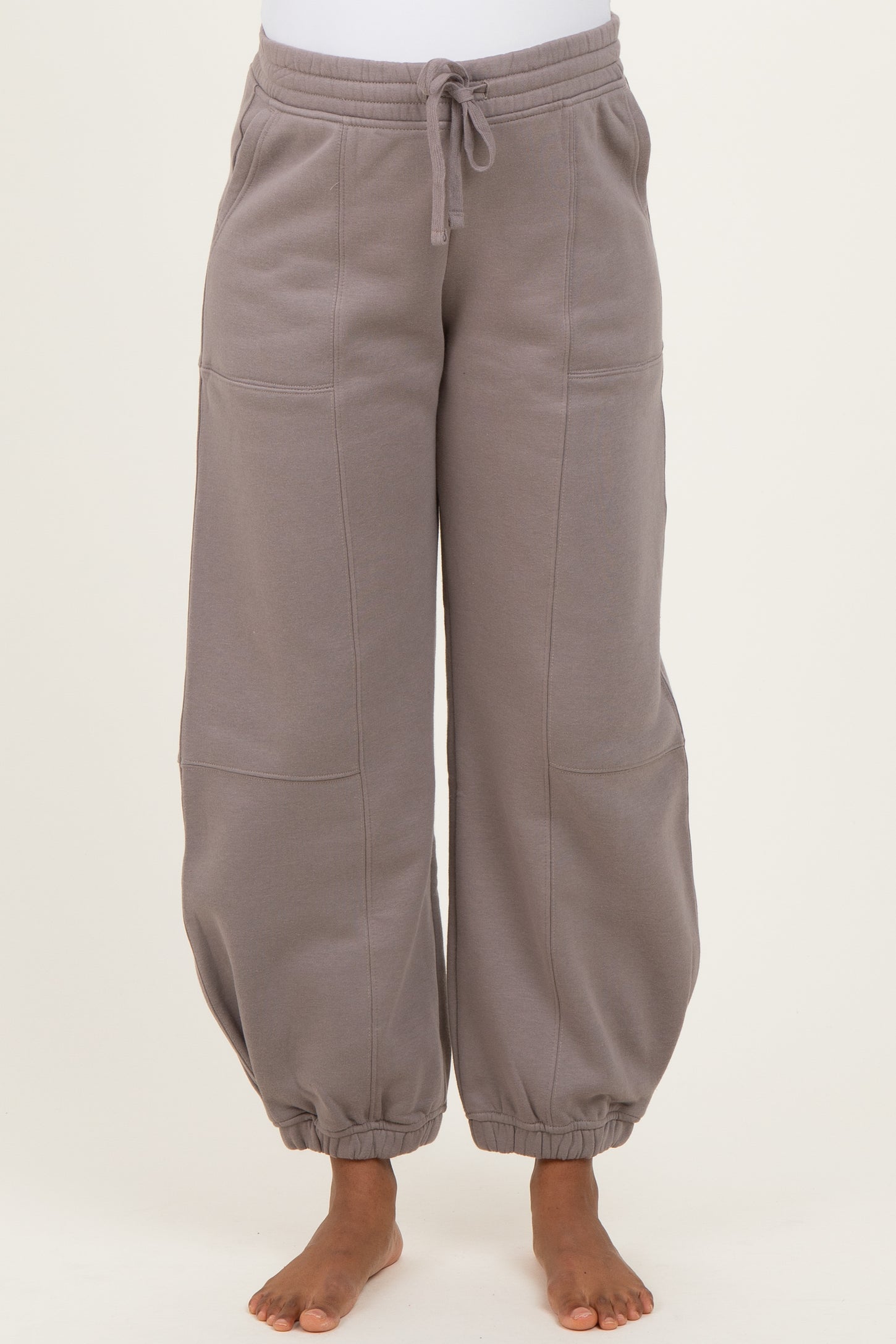 Camel Multi Seam Fleece Maternity Sweatpants