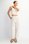 Cream Mineral Wash Pleated Lounge Pants