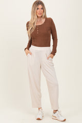 Cream Mineral Wash Pleated Lounge Pants