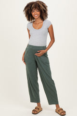 Green Mineral Wash Pleated Maternity Lounge Pants