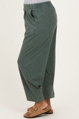 Green Mineral Wash Pleated Maternity Lounge Pants