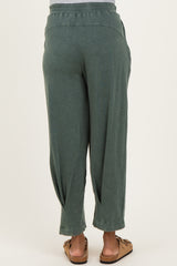 Green Mineral Wash Pleated Maternity Lounge Pants
