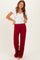 Red Brushed Knit Flare Leg Pants