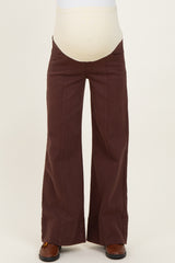 Brown Front Seam Wide Leg Maternity Jeans