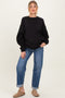 Navy Rolled Hem Maternity Boyfriend Jeans
