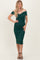 Forest Green Off Shoulder Fitted Midi Dress
