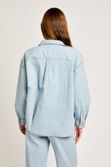 Denim-White Stripe Oversized Shacket