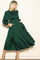 Forest Green Mock Neck Satin Smocked Chest Dress