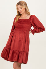 Rust Suede Maternity Dress