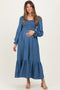 Denim Washed Sweetheart Maternity Maxi Dress