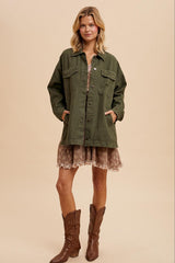 Olive Garment Washed Utility Jacket