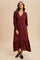 Burgundy Swiss Dot Button Down Maxi Dress
