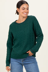 Green Chunky Cable Knit Sweater