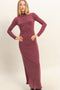 Burgundy Turtleneck Long Sleeve Maxi Dress