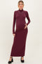Burgundy Turtleneck Long Sleeve Maternity Maxi Dress