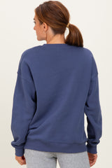 Navy  Fleece Crew Neck Relaxed Fit Sweatshirt