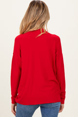 Red Mock Neck Exposed Seam Maternity Sweater