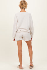 Beige Maternity Pullover & Shorts Set