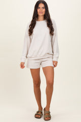 Beige Pullover & Shorts Set