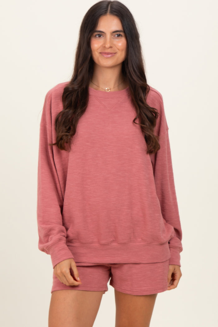 Rose Maternity Pullover & Shorts Set