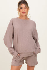 Mocha Maternity Pullover & Shorts Set