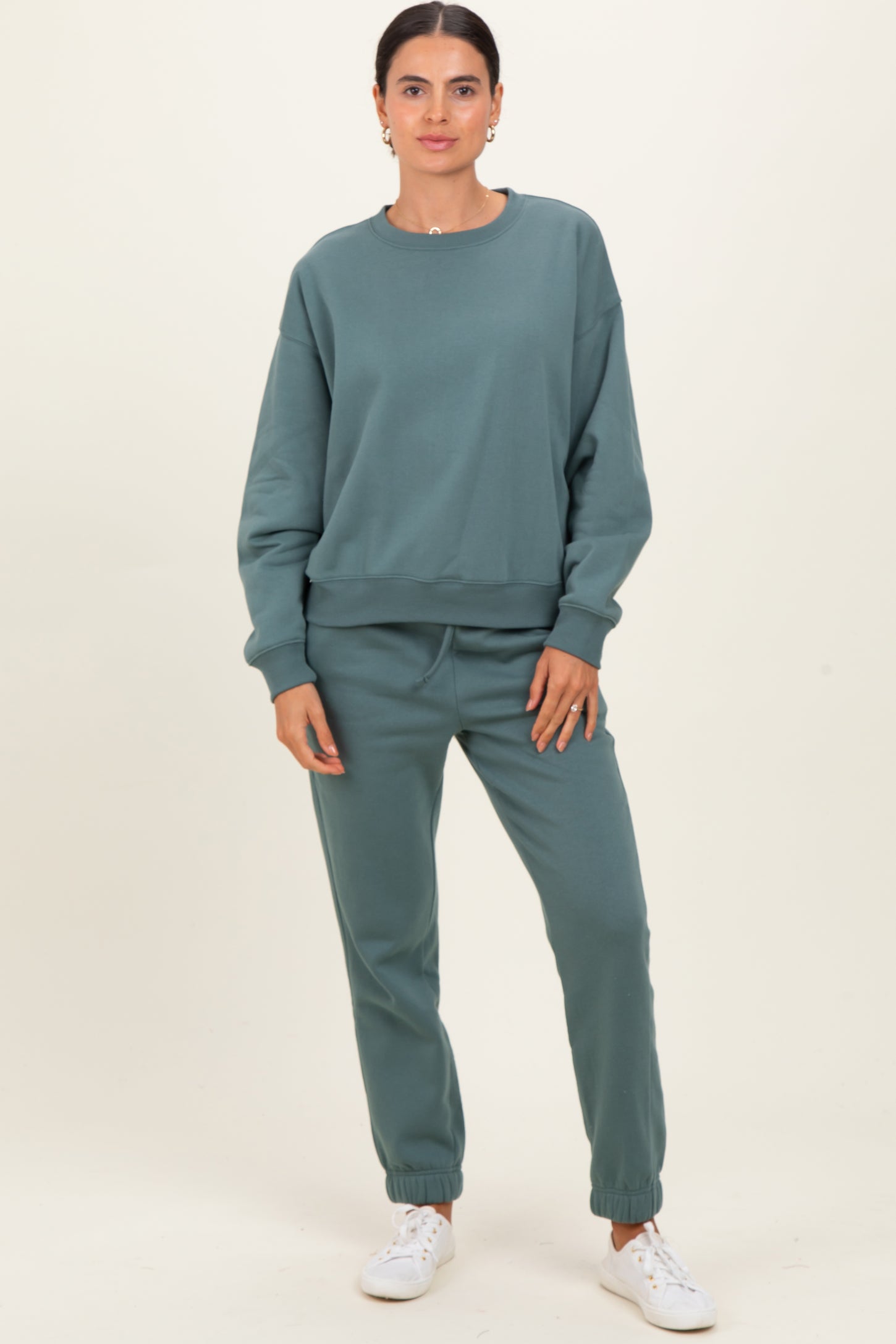 Jade Fleece Long Sleeve Maternity Pullover & Jogger Set