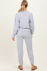 Heather Grey Fleece Long Sleeve Maternity Pullover & Jogger Set