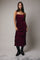 Burgundy Velvet Sleeveless Side Slit Midi Dress
