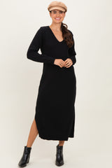 Black V-Neck Relaxed Fit Maternity Sweater Dress