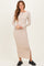 Beige Scoop Back Long Sleeve Maxi Dress