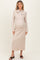 Beige Neck Tie Sweater Maternity Dress