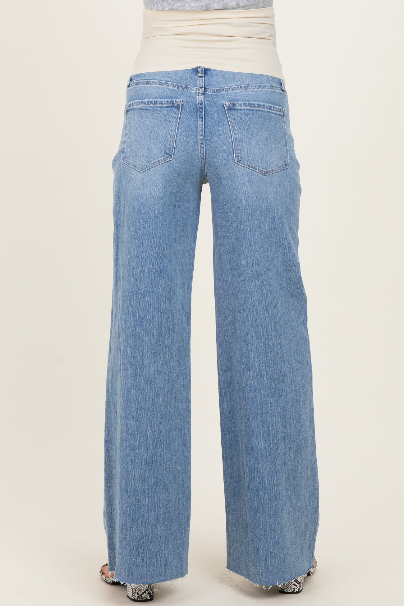 Blue Raw Hem Wide Leg Maternity Jeans