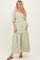 Mint Floral Smocked Puff Sleeve Maxi Dress