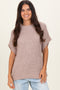 Taupe Short Sleeve Round Neck Sweater