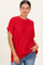 Red Short Sleeve Round Neck Sweater