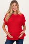 Red Short Sleeve Round Neck Maternity Sweater