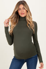 Olive Maternity Mock Neck Top