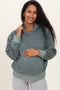 Dusty Jade Soft Fleece Maternity Pocket Hoodie