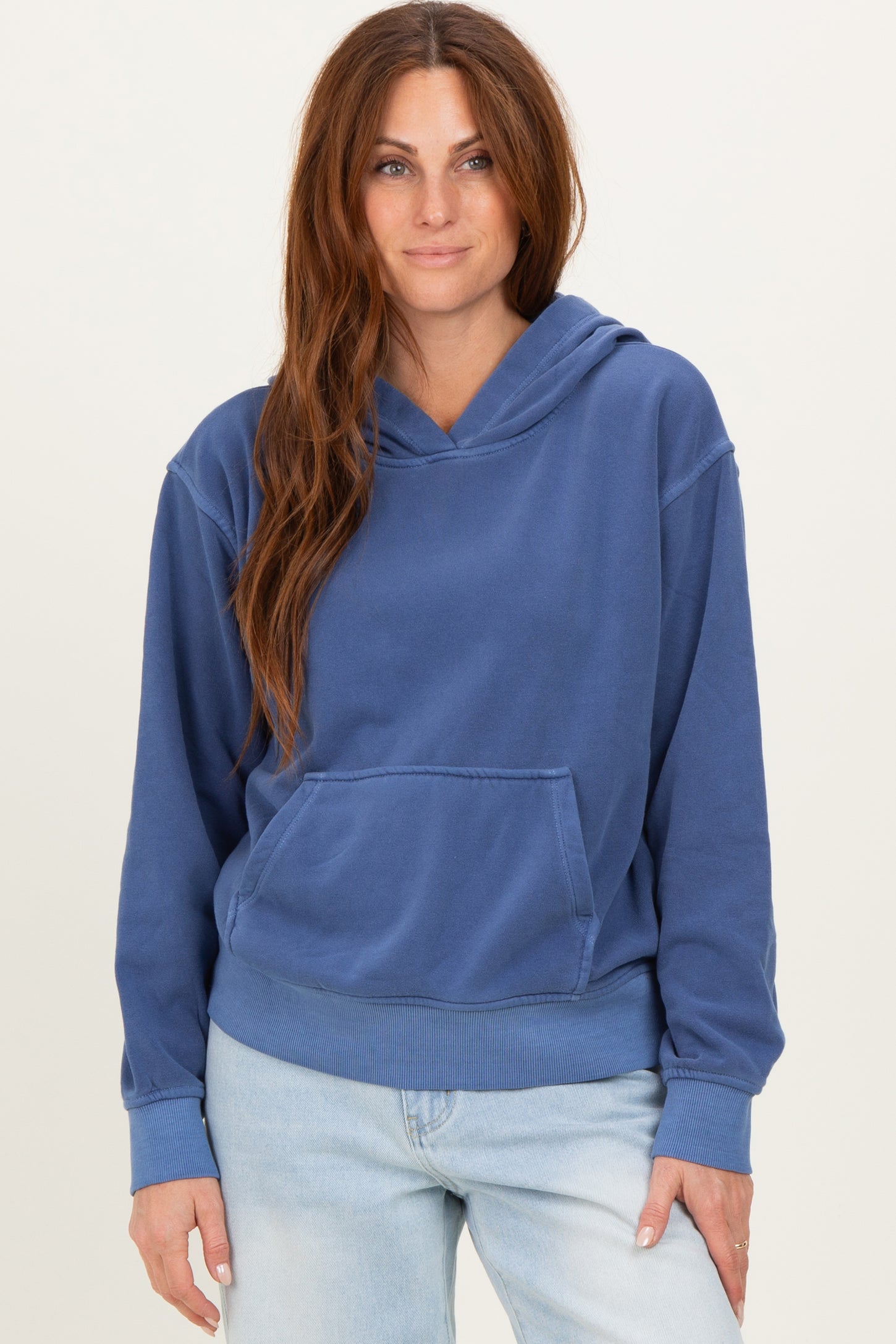 Navy Soft Fleece Maternity Pocket Hoodie