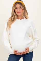 Ivory Wide Neck Drop Shoulder Maternity Sweater