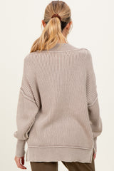 Mocha Washed Side Slit Oversized Maternity Sweater