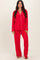Red Button Down Top Wide Leg Pant Pajama Set