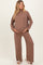 Mocha Textured Rib Mock Neck Long Sleeve Pants Maternity Set