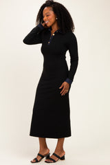 Black Denim Trim Knit Dress