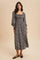 Navy Smocked Ruffled Floral Maxi Dress