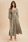 Light Olive Smocked Ruffled Floral Maxi Dress